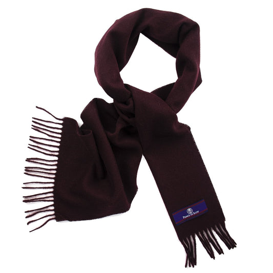 Prince of Scots Fringed Merino Wool Scarf (Merlot)