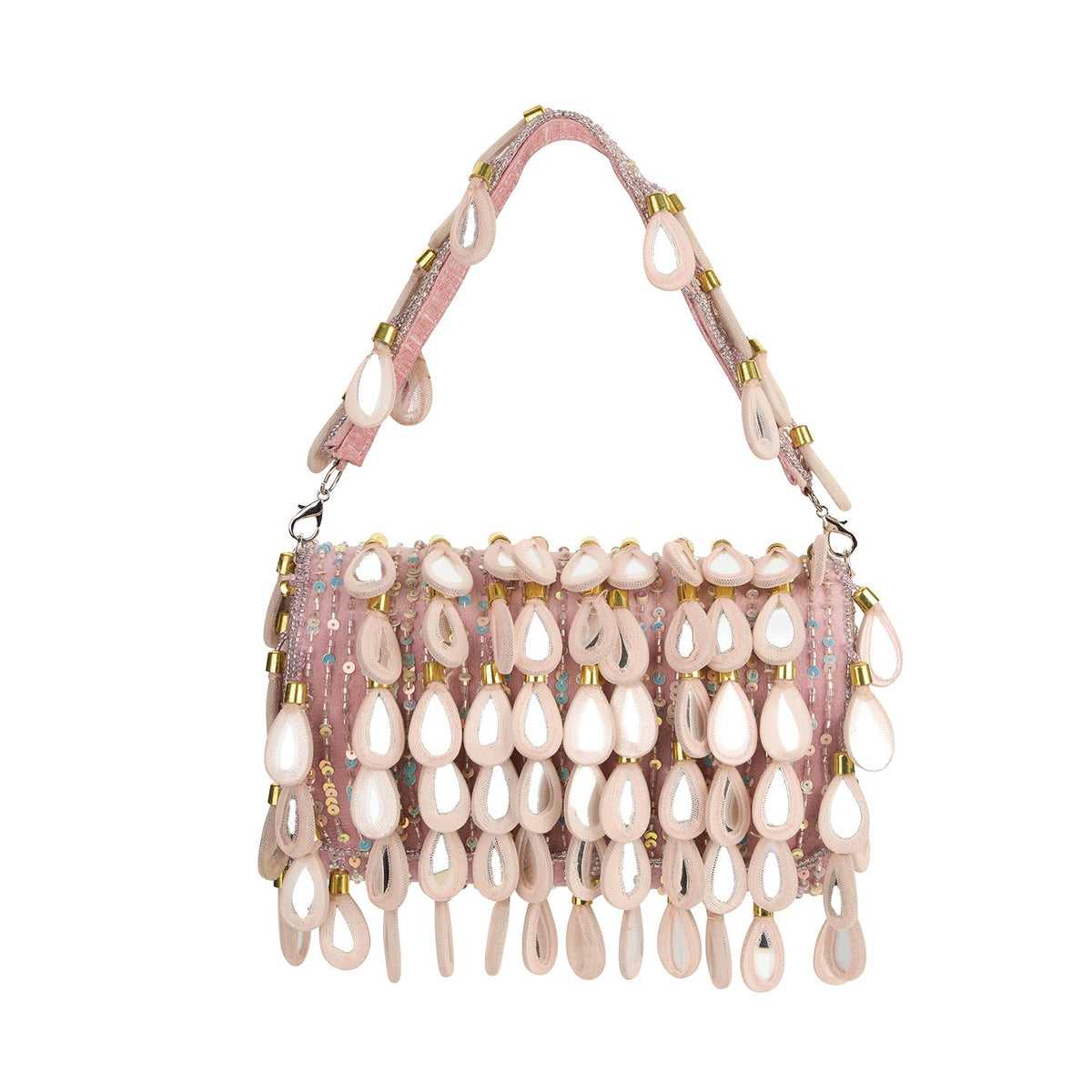 Taylor Pink Beaded Mirror Bag | Special Occasion Clutch