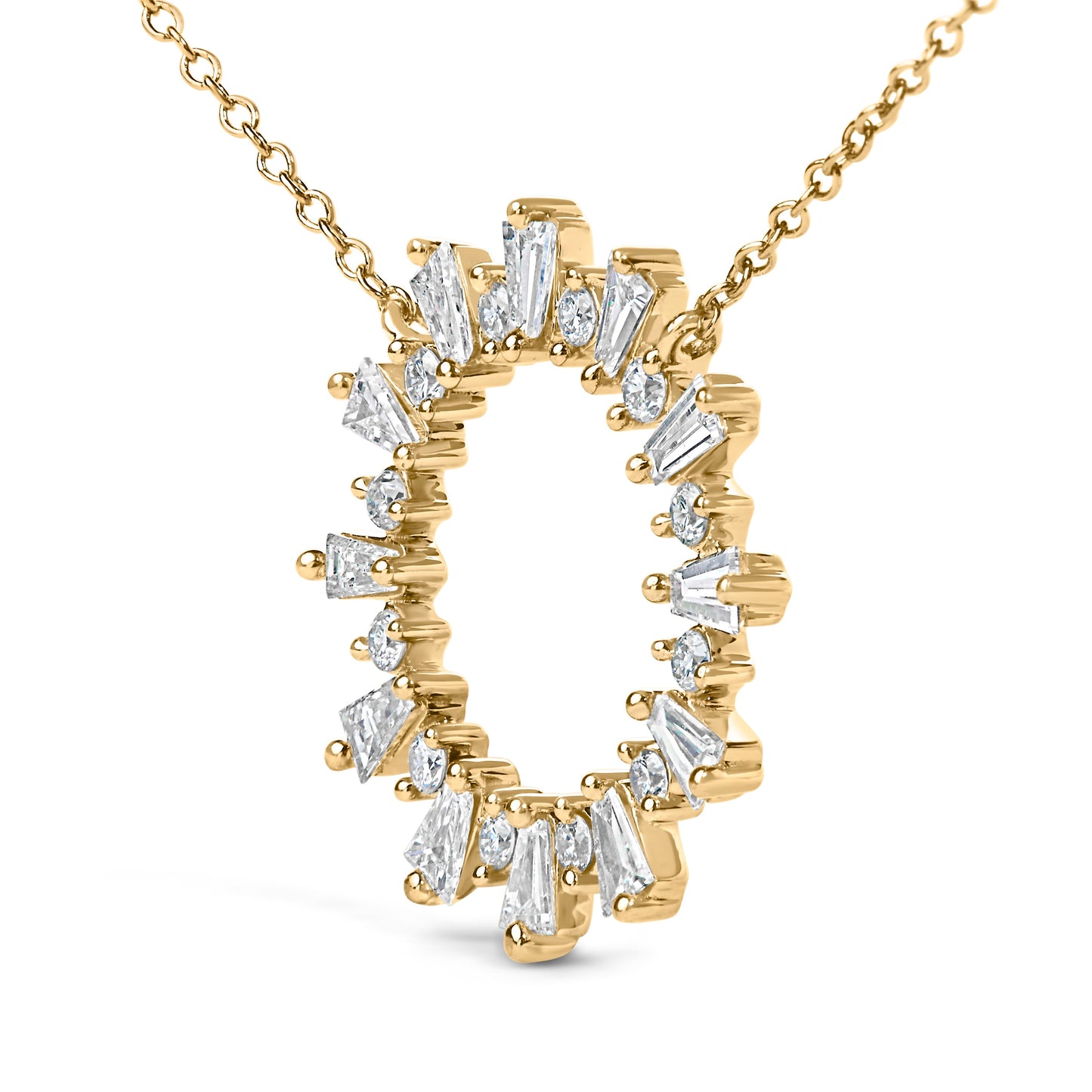 14K Yellow Gold Plated Sterling Silver 3/4 Cttw Diamond Starburst Pendant Necklace