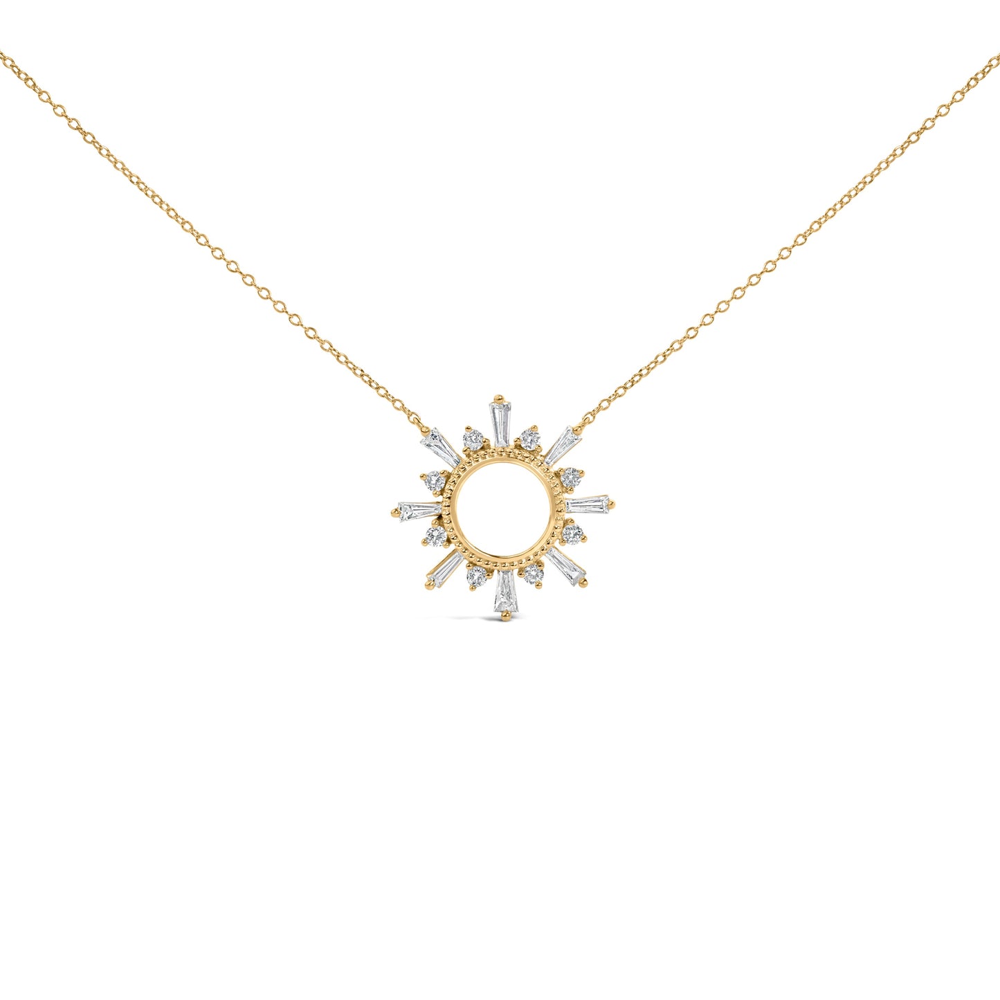 14K Yellow Gold Plated Sterling Silver 5/8 Cttw Diamond Open Starburst Pendant Necklace