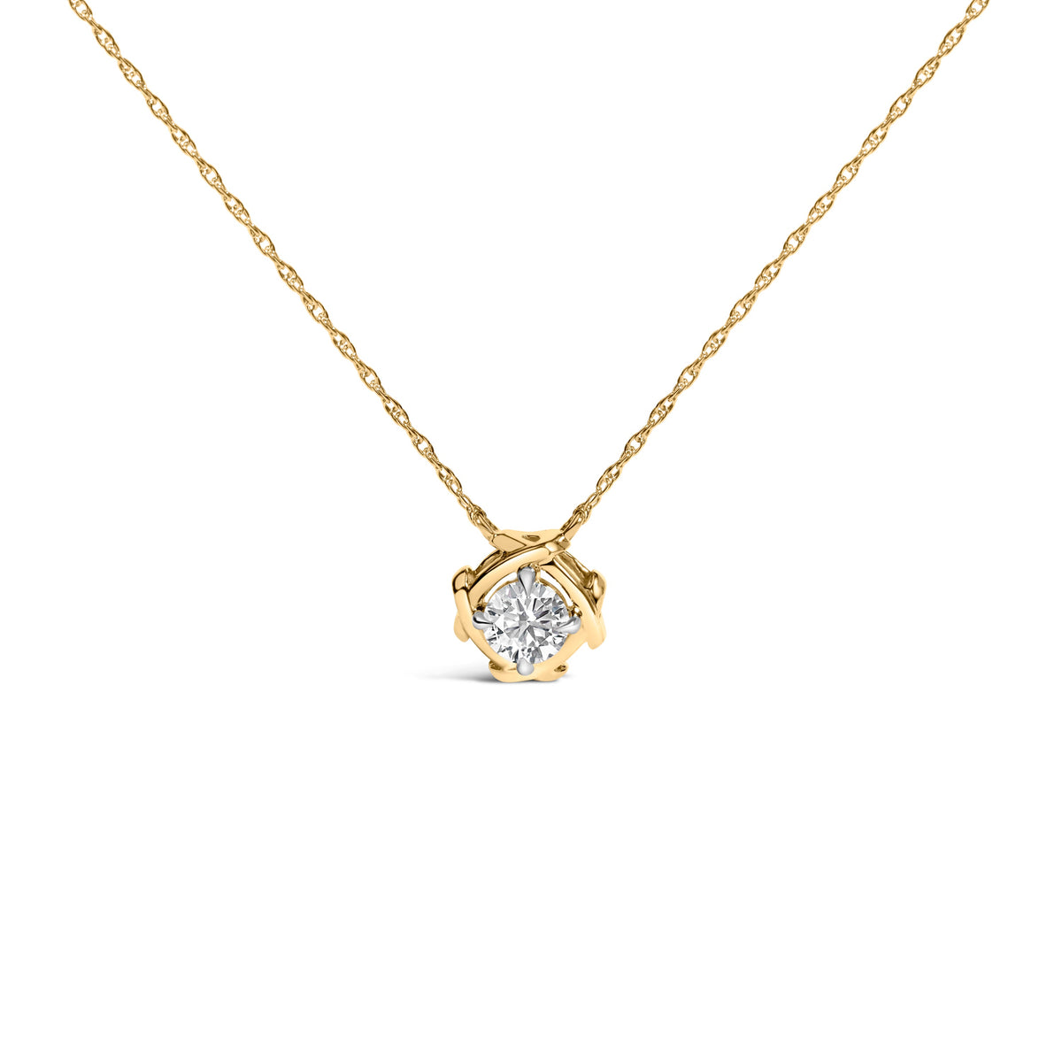 10K Yellow Gold Plated .925 Sterling Silver 1/2 Cttw Lab Grown Diamond Woven Necklace