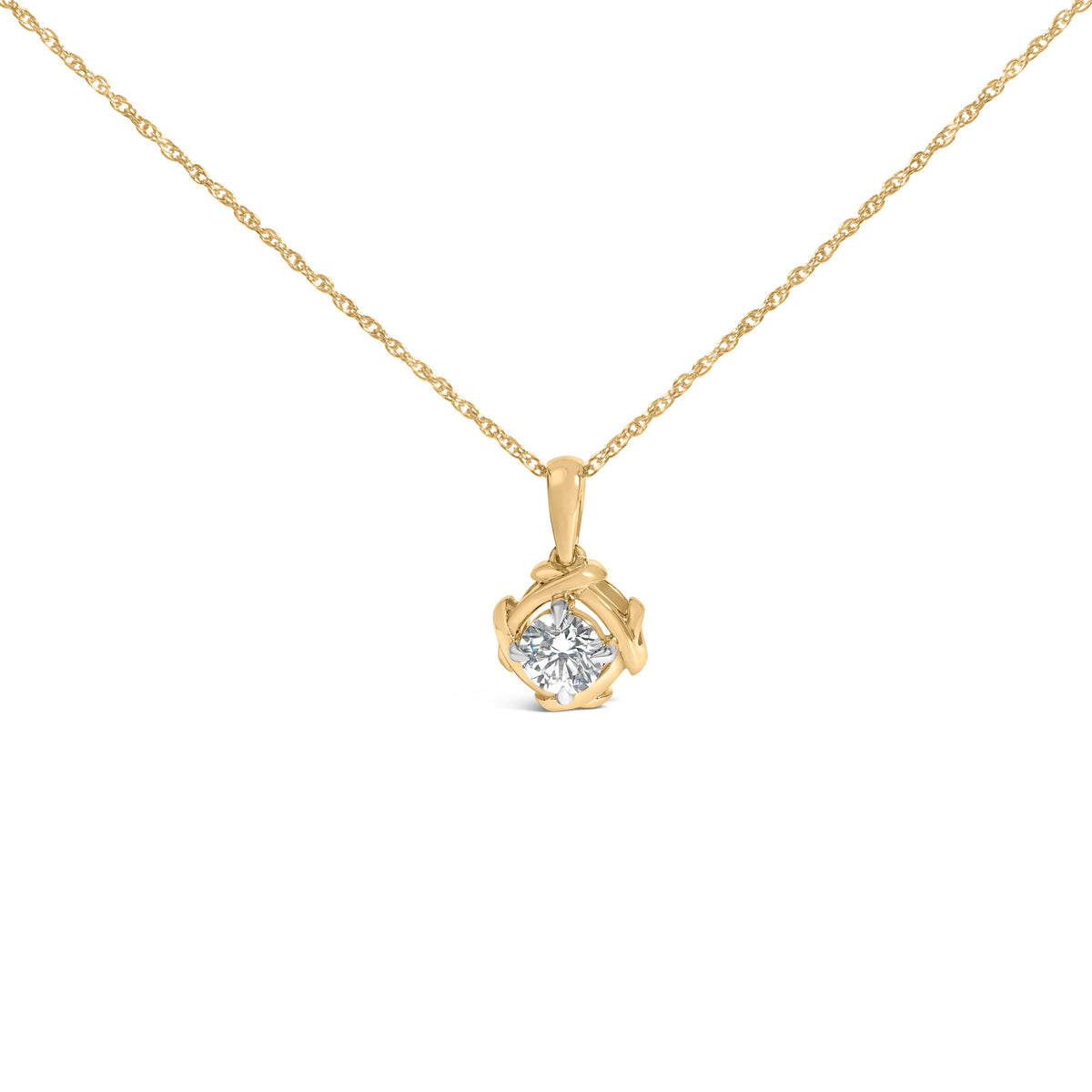 10K Yellow Gold Plated .925 Sterling Silver 1/2 Cttw Lab Grown Diamond Woven Pendant Necklace