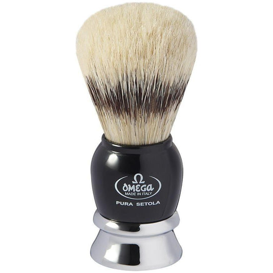 Omega Pure Bristle Shaving Brush With Chromed Plastic Handle