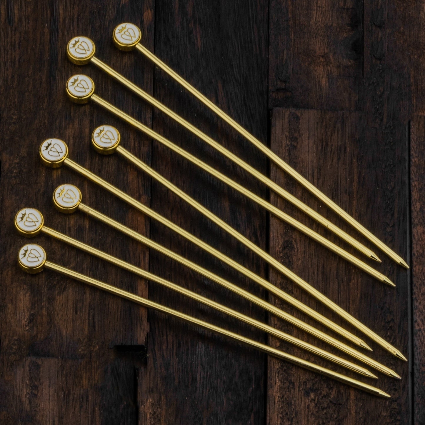 Prince of Scots Luckenbooth Logo 8-Pack  XL-Cocktail Picks (Gold in Gift Box)