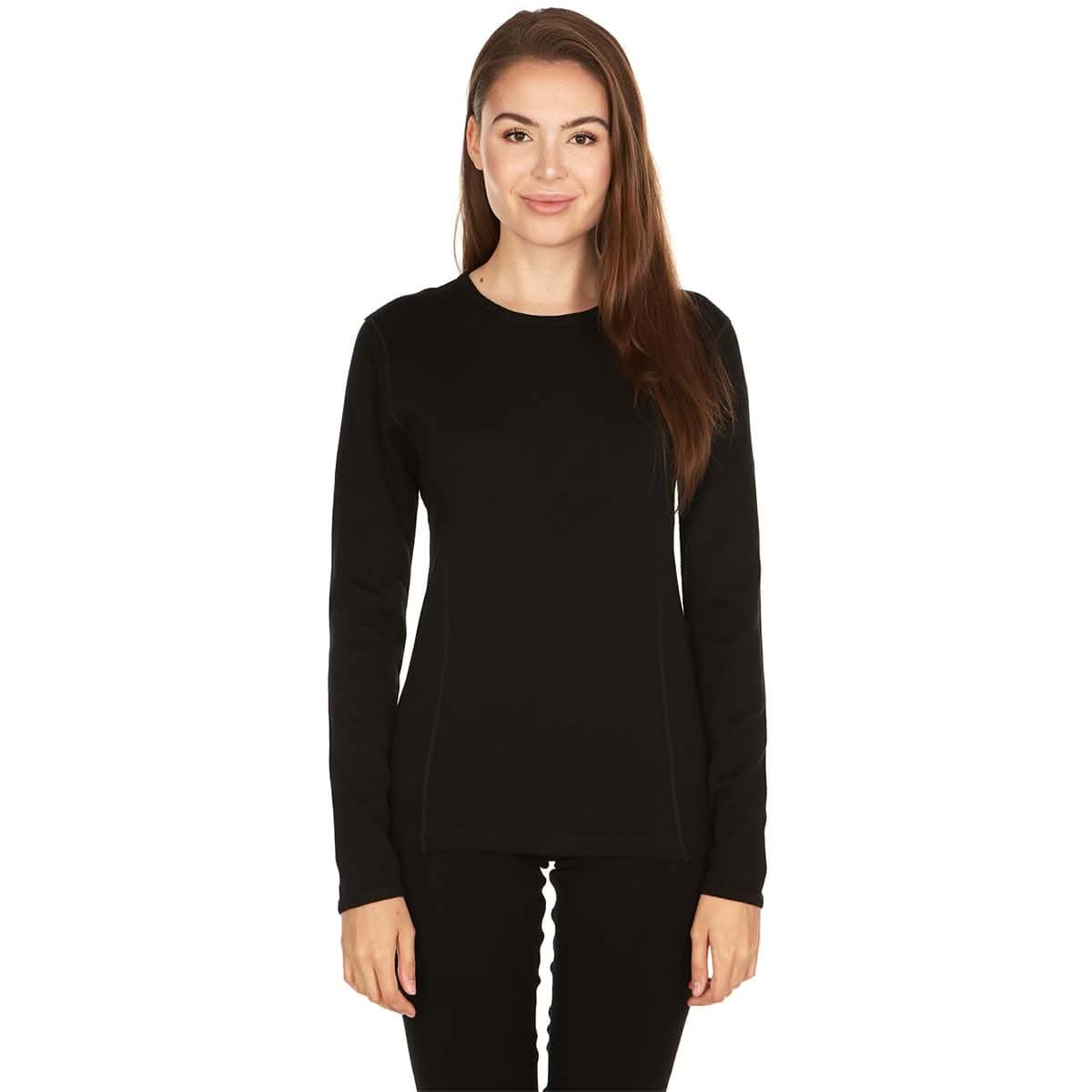 Heavyweight Women's Wool Crew Top Thermal Base Layer - 100% Merino Wool