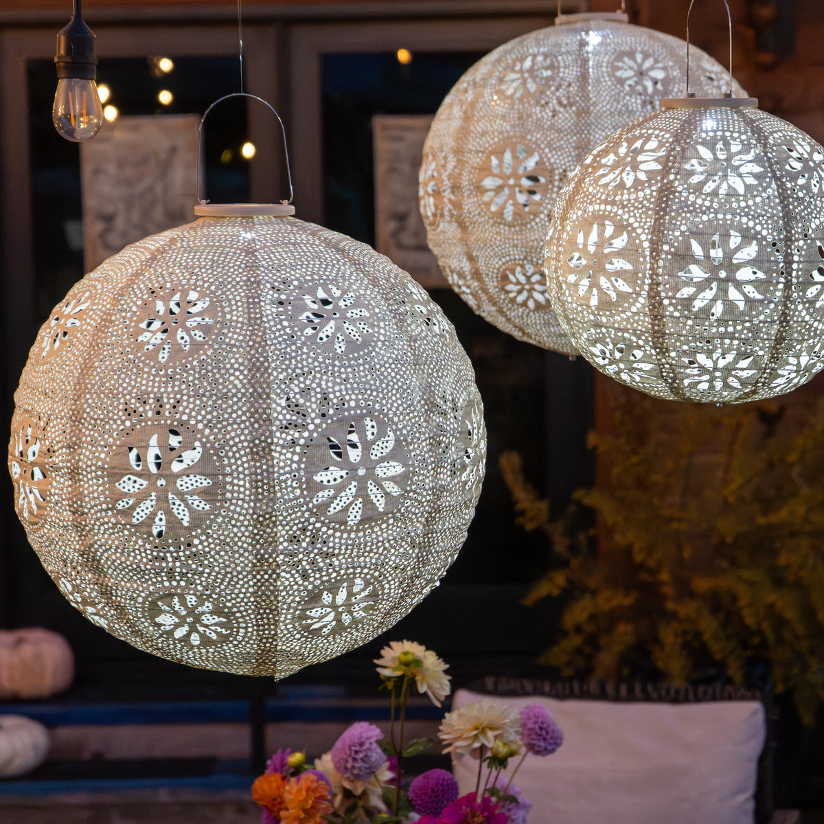 Stella Luxe Pearl Boho Battery-Powered Lantern 3-pack