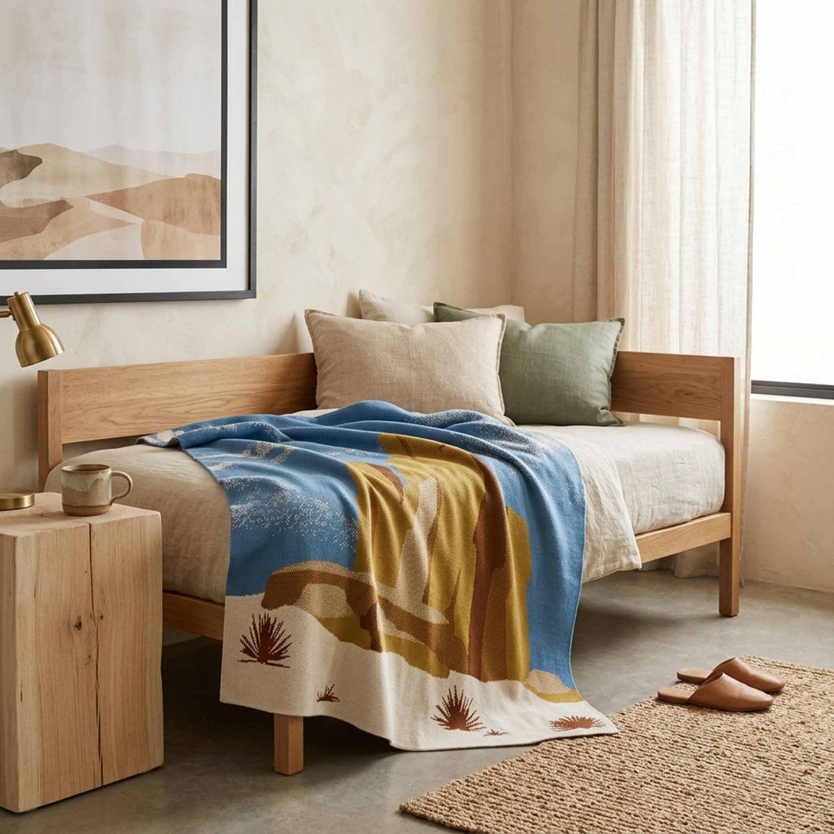 Desert Landscape - Cotton Sustainable Knit Throw Blanket