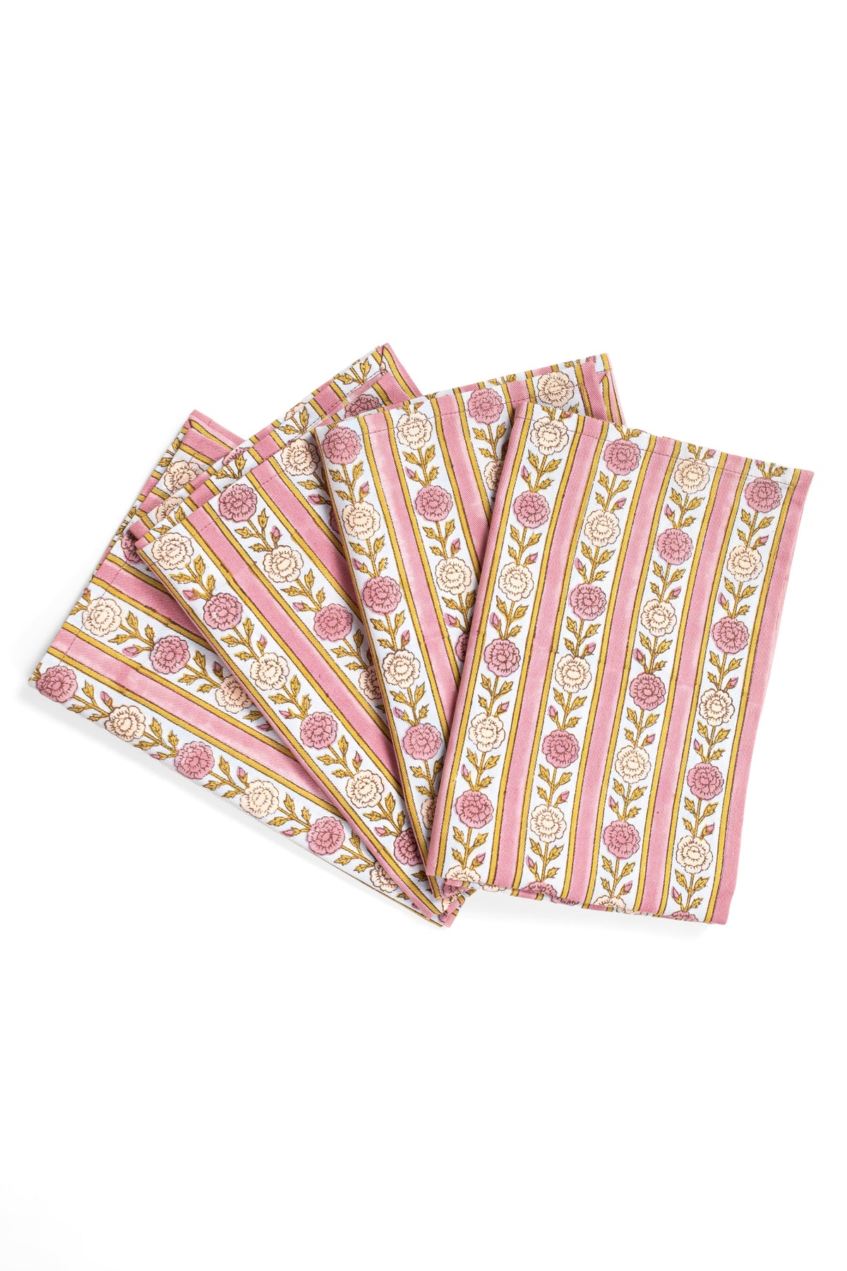 Vintage Floral Stripe Napkins, Set of 4