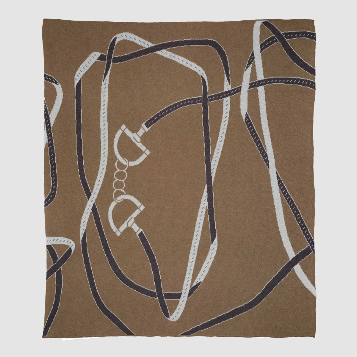 Equestrian Tack - Cotton Sustainable Knit Patterned Throw Blanket