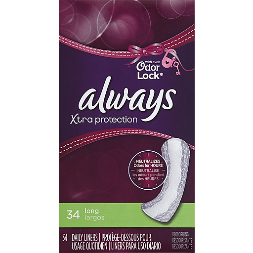 Always Xtra Protection Long Liners 34 Ct Box