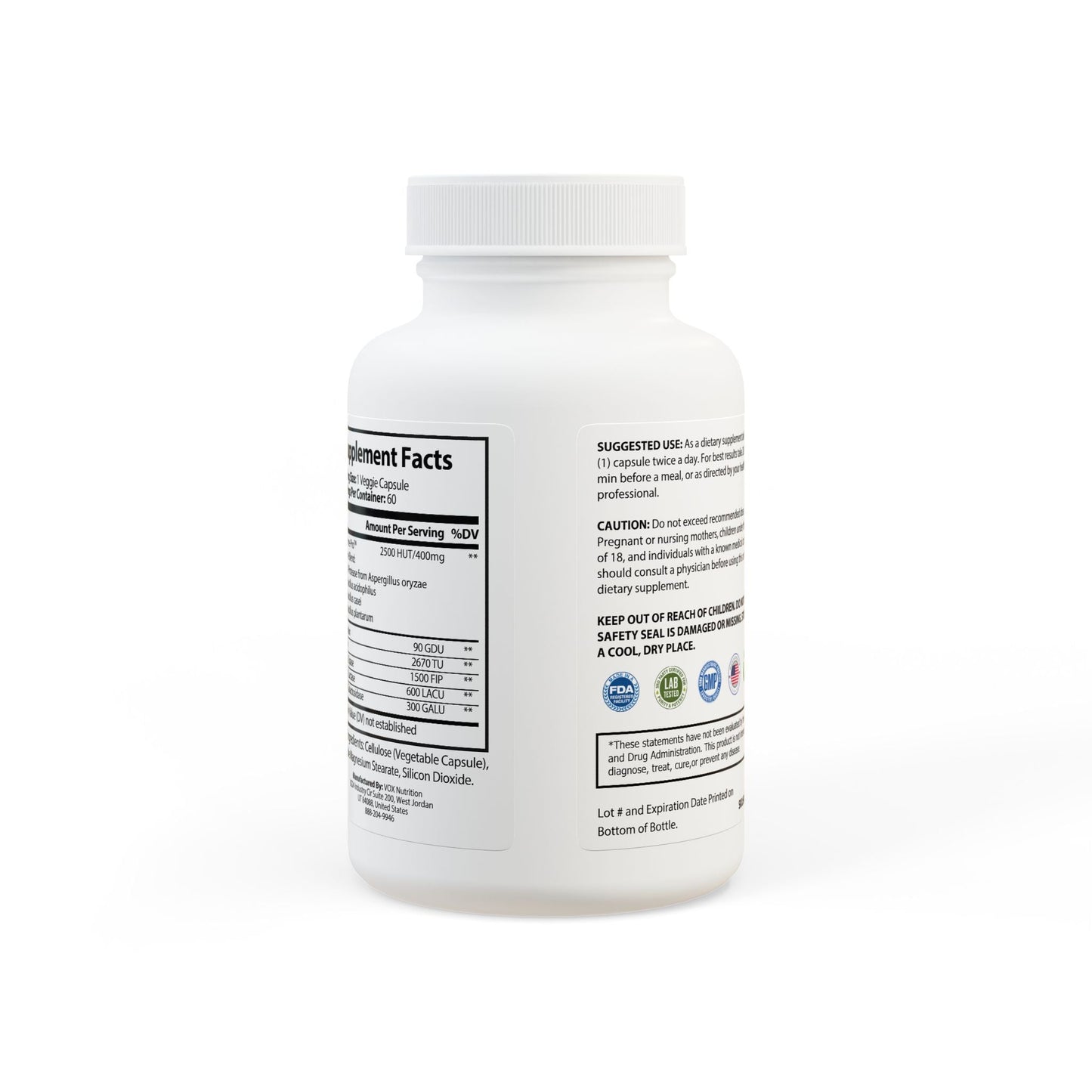 Nutrizy Digestive Enzyme Blend Supplement (60 Capsules)