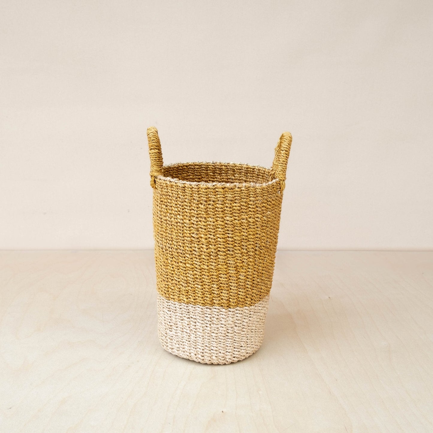 Mustard Tall Woven Basket Vase