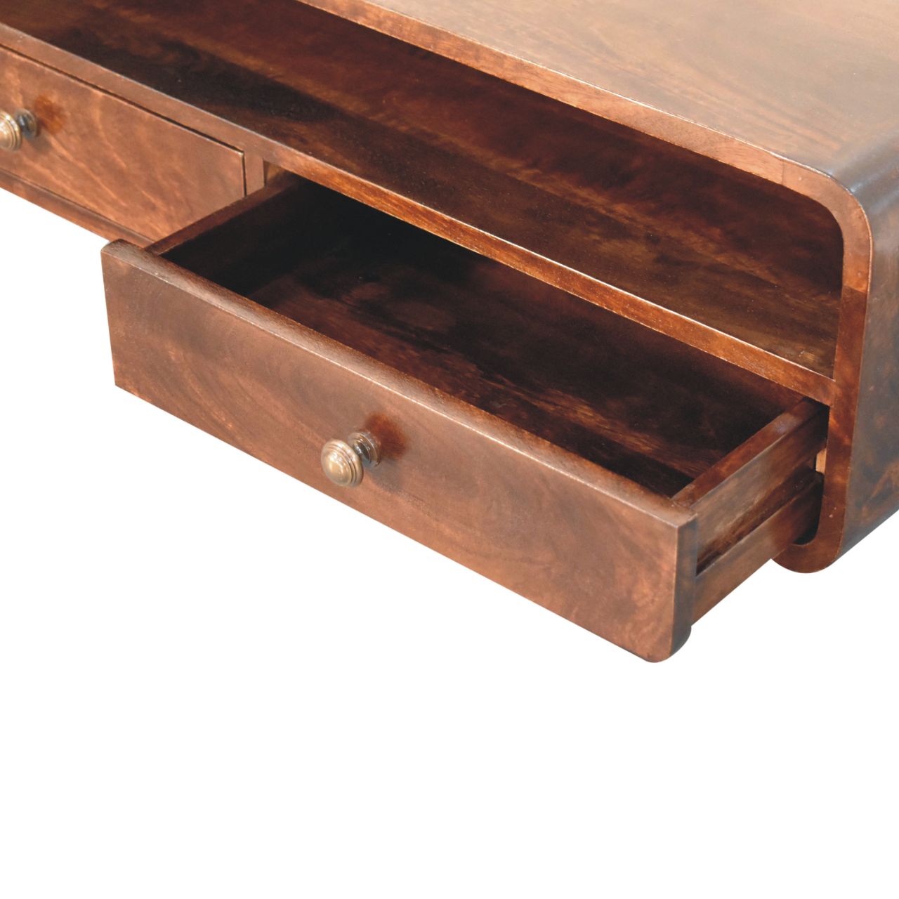 Solid Wood Floating California Walnut Open Console