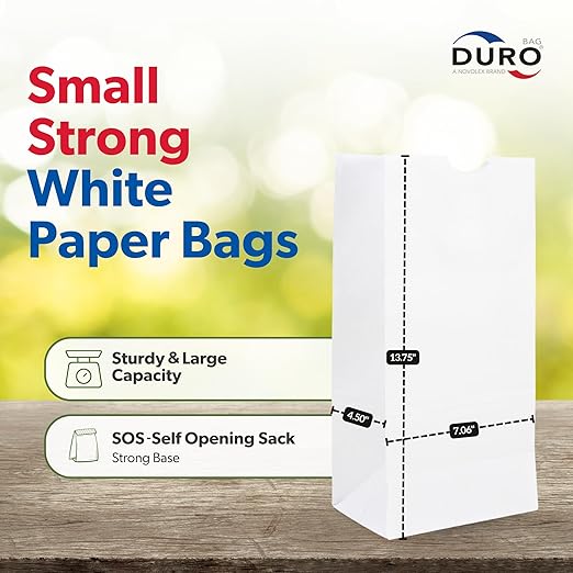 Lagasse Bag GW12-500#12 Bag Size Bleached Paper Bag (QTY:500)