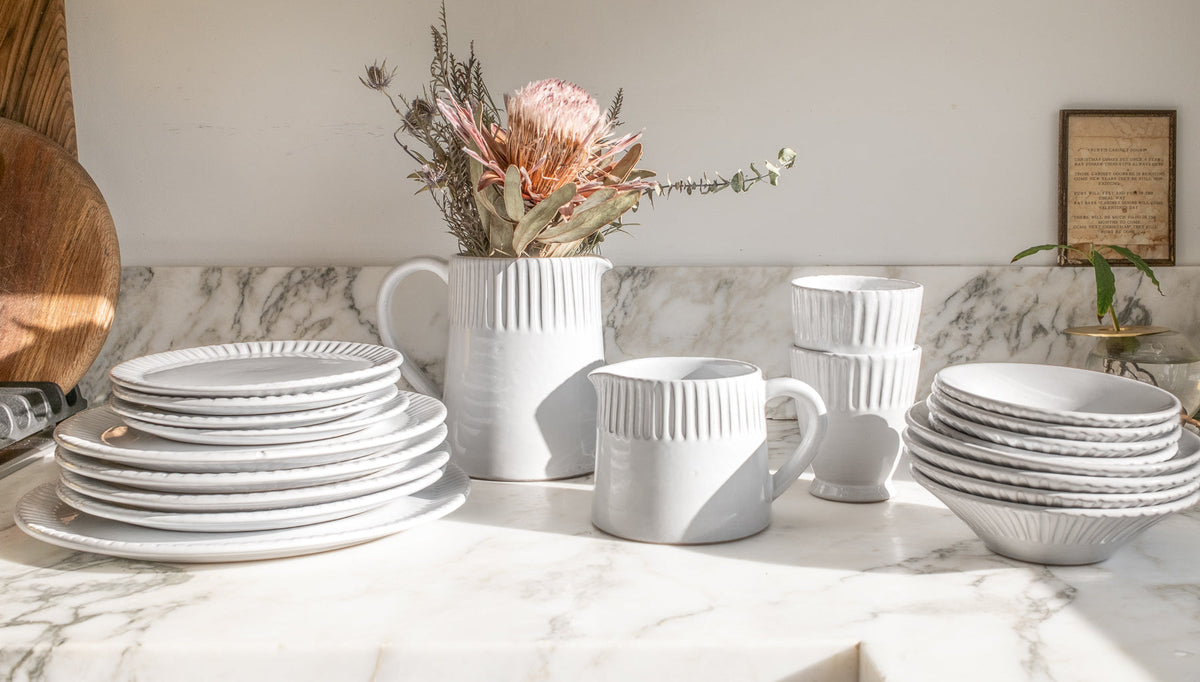 Lines Dinner Plates in Milk White - Set of 4