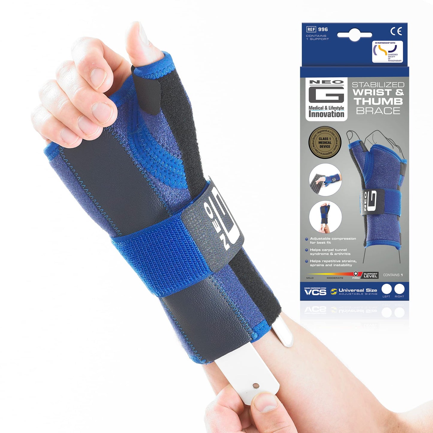 NEO G STABILIZED WRIST & THUMB BRACE, LEFT HAND, UNIVERSAL SIZE