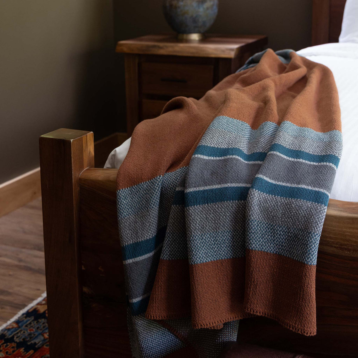 Lodge Stripe - Cotton Sustainable Knit Throw Blanket