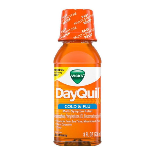 Vicks DayQuil Cold & Flu Relief, Non-Drowsy Liquid Medicine, 8 Fl Oz