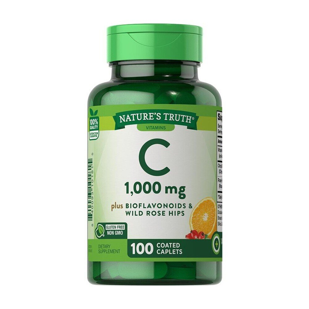 Nature's Truth Vitamin C, Plus Bioflavonoids & Wild Rose Hips, 1000 Mg, Coated Caplets
