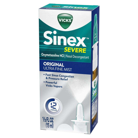 Vicks Sinex SEVERE Original Ultra Fine Mist Nasal Spray Decongestant 0.5 Fl Oz