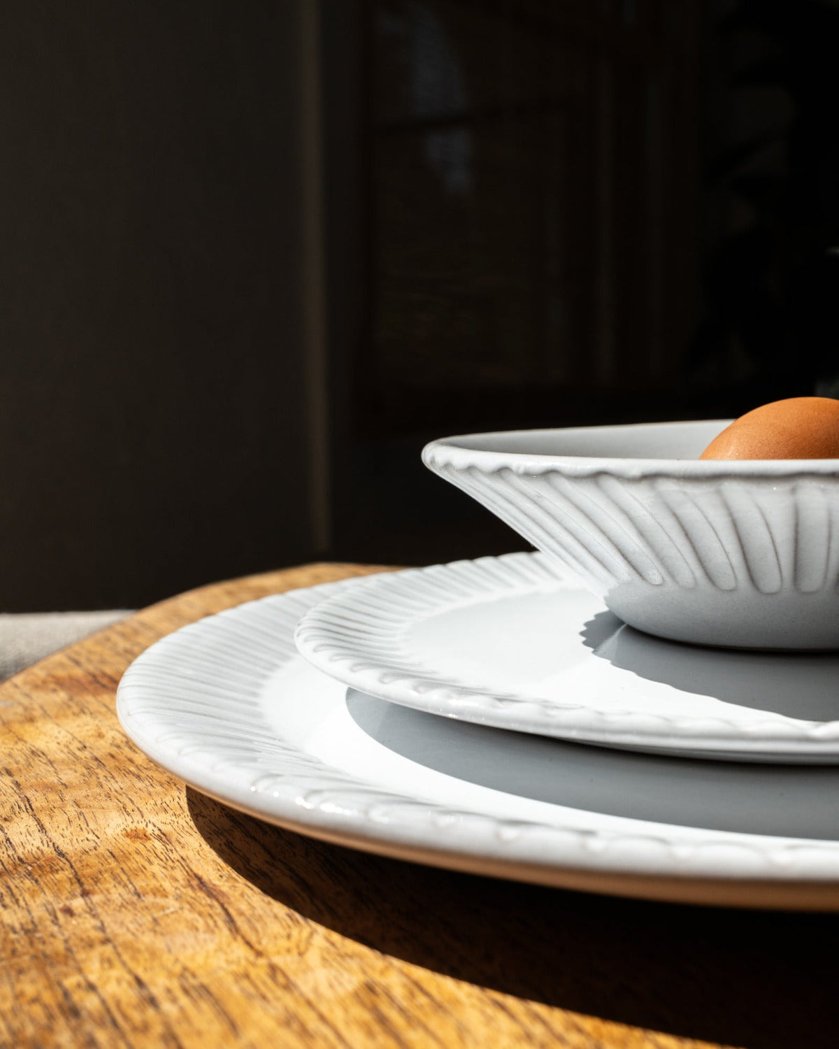 Milk White Lines Coupelle - Set of 4
