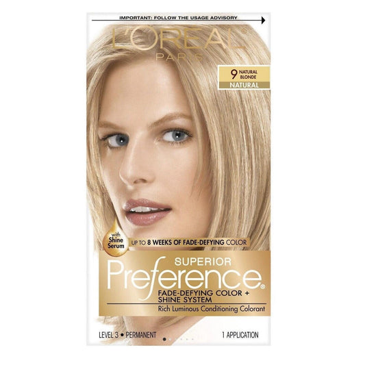 Superior Preference L'Oreal Paris Fade-Defying Shine Permanent Hair Color, 9 Natural Blonde, 1 Kit