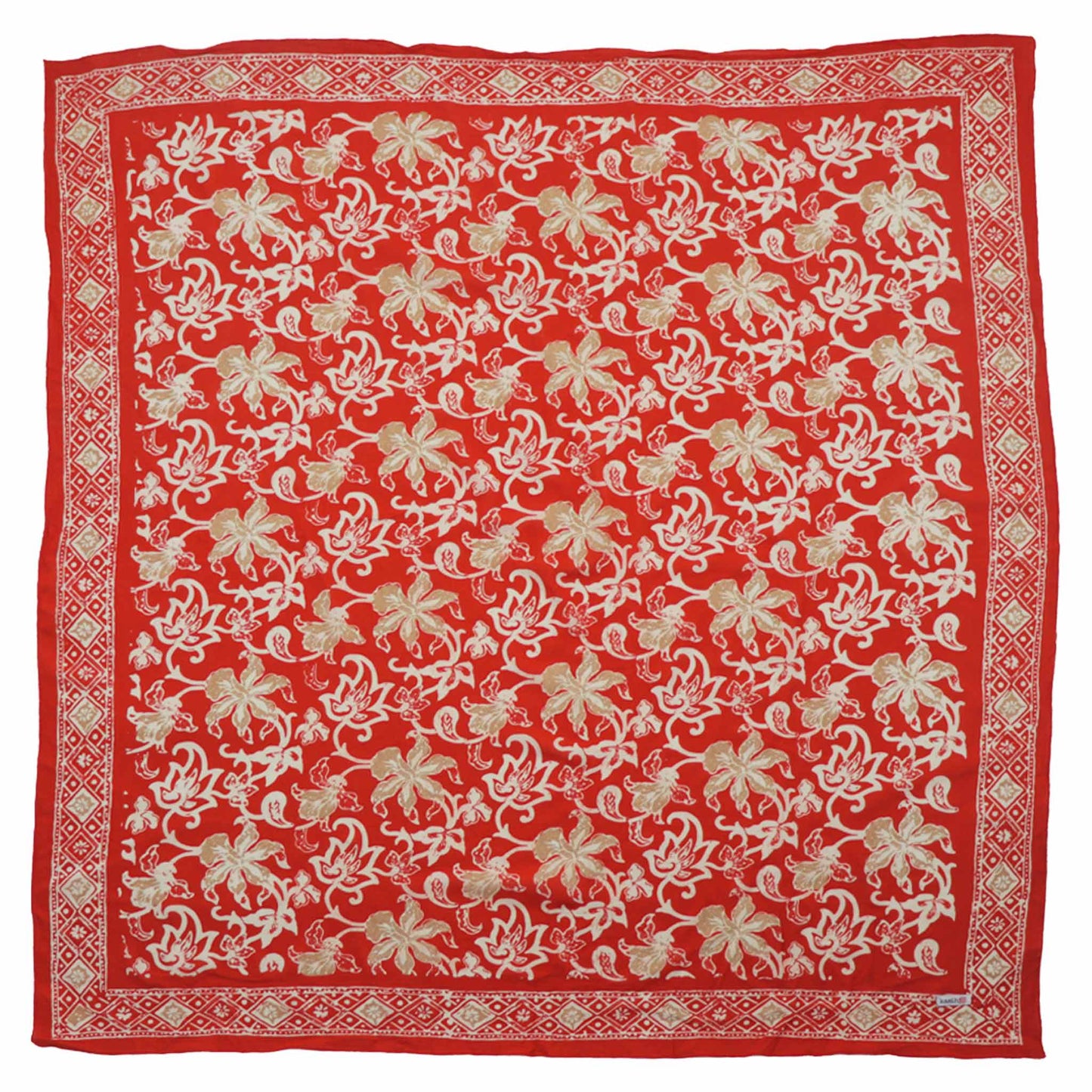 Large 39" Hand Dyed Batik Bandana, 100% Soft Cotton, Fiery Flora - Osadia Concept Store