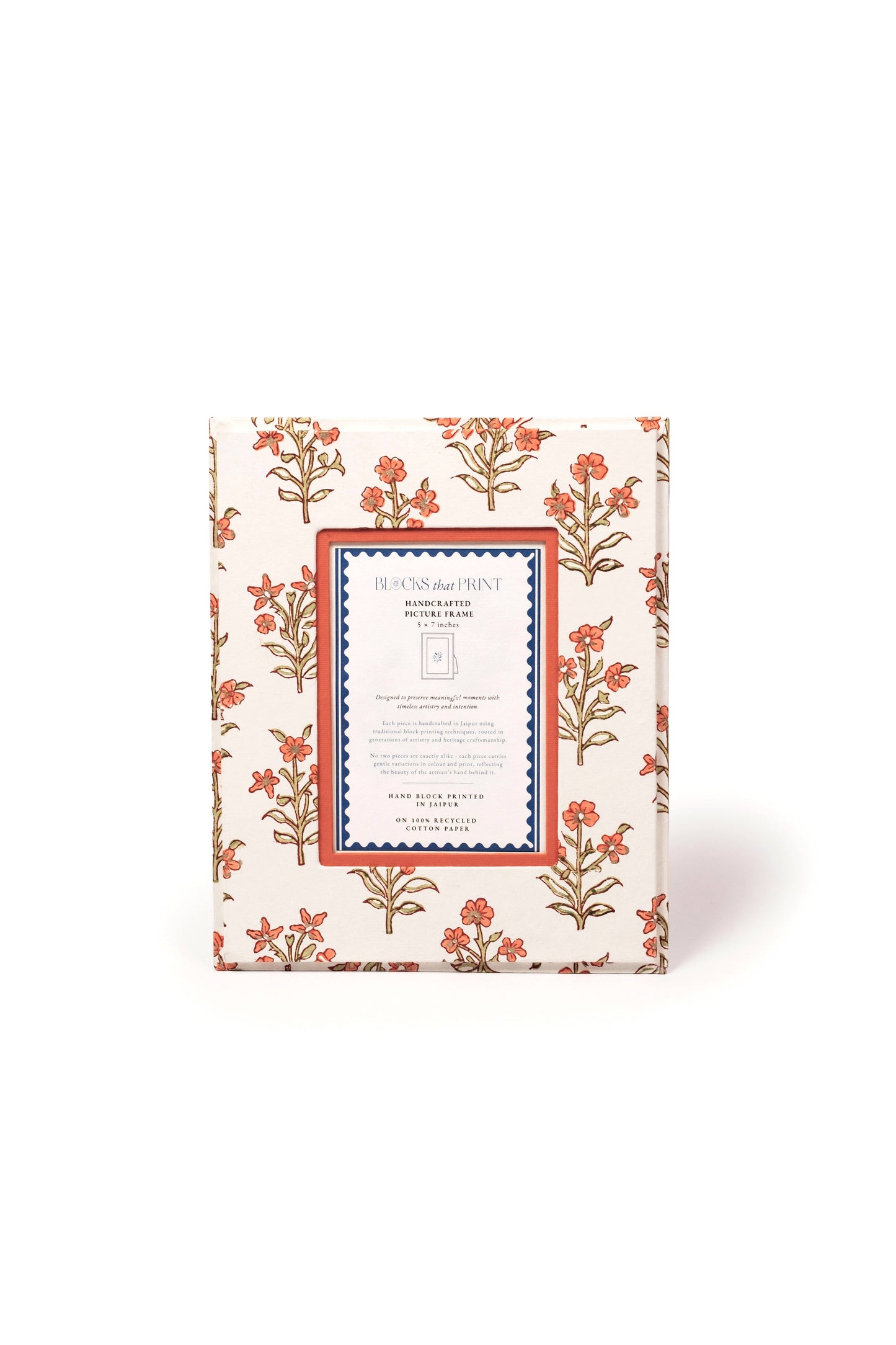 Large Block Print Photo Frame (5 x 7) - Leela Apricot