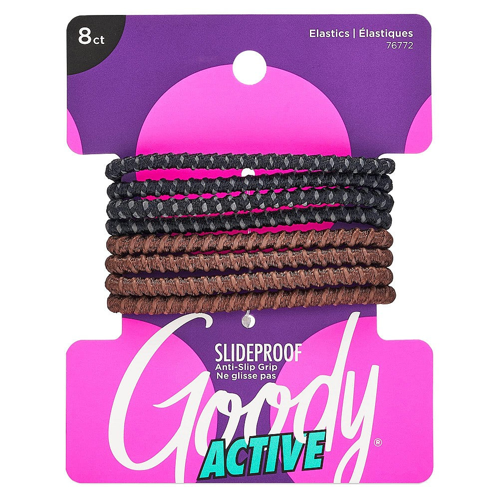Goody Active Slideproof Hair Elastics - Black/Brown