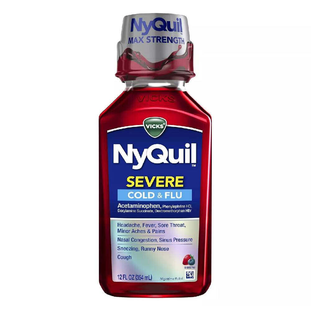 Vicks NyQuil Max Strength Berry Flavor Severe Cold & Flu 8 Fl Oz