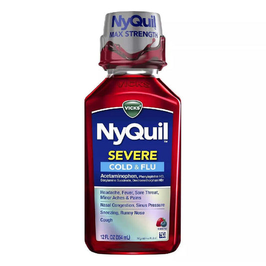 Vicks NyQuil Max Strength Berry Flavor Severe Cold & Flu 8 Fl Oz