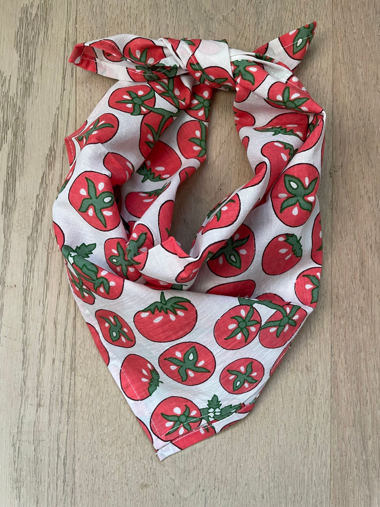 Bandana Scarf - Tomato White Square