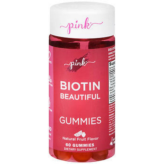 Pink Vitamins Biotin Beautiful Gummies - Natural Fruit - 60ct