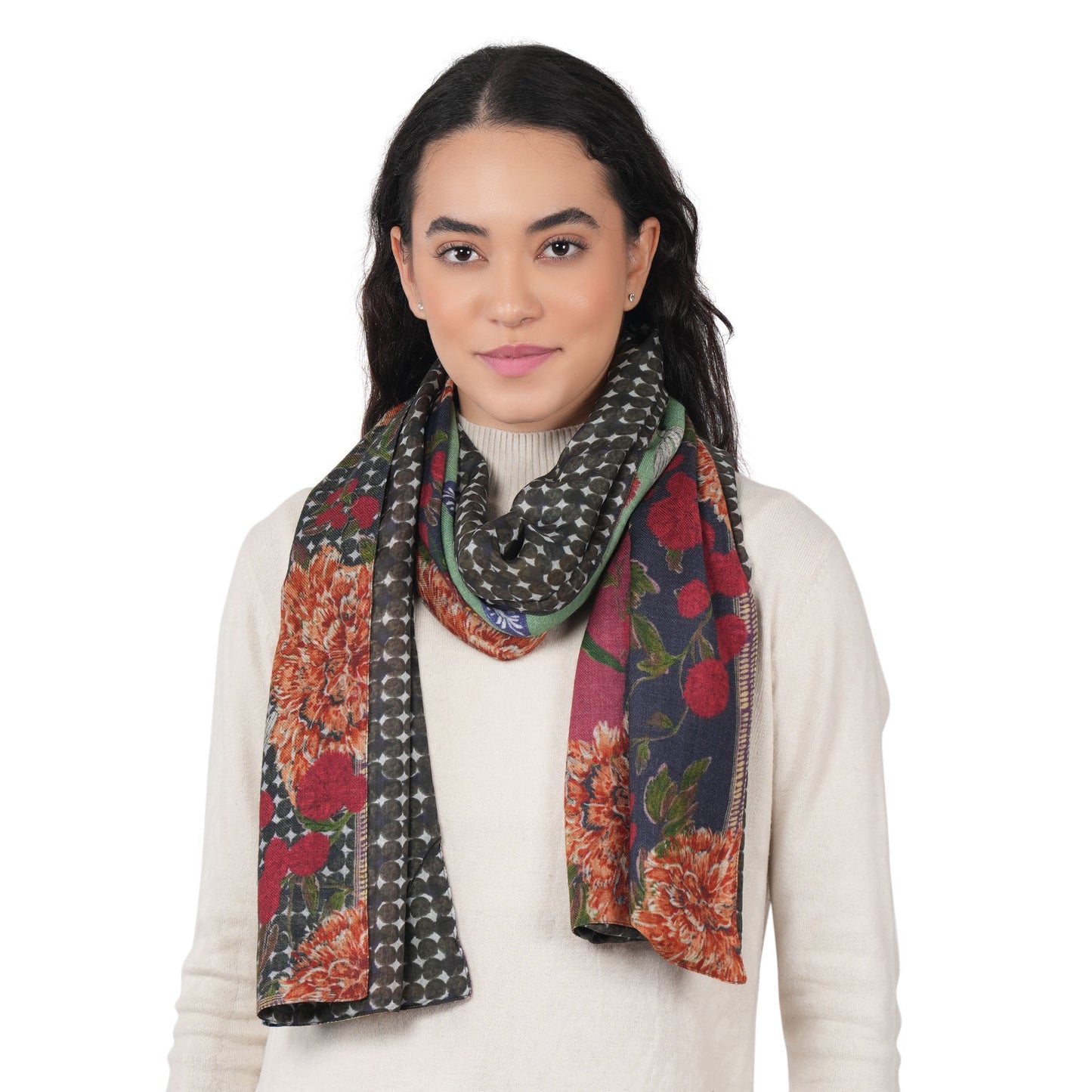 Reversible Garden Patchwork Scarf – Rustic Indigo