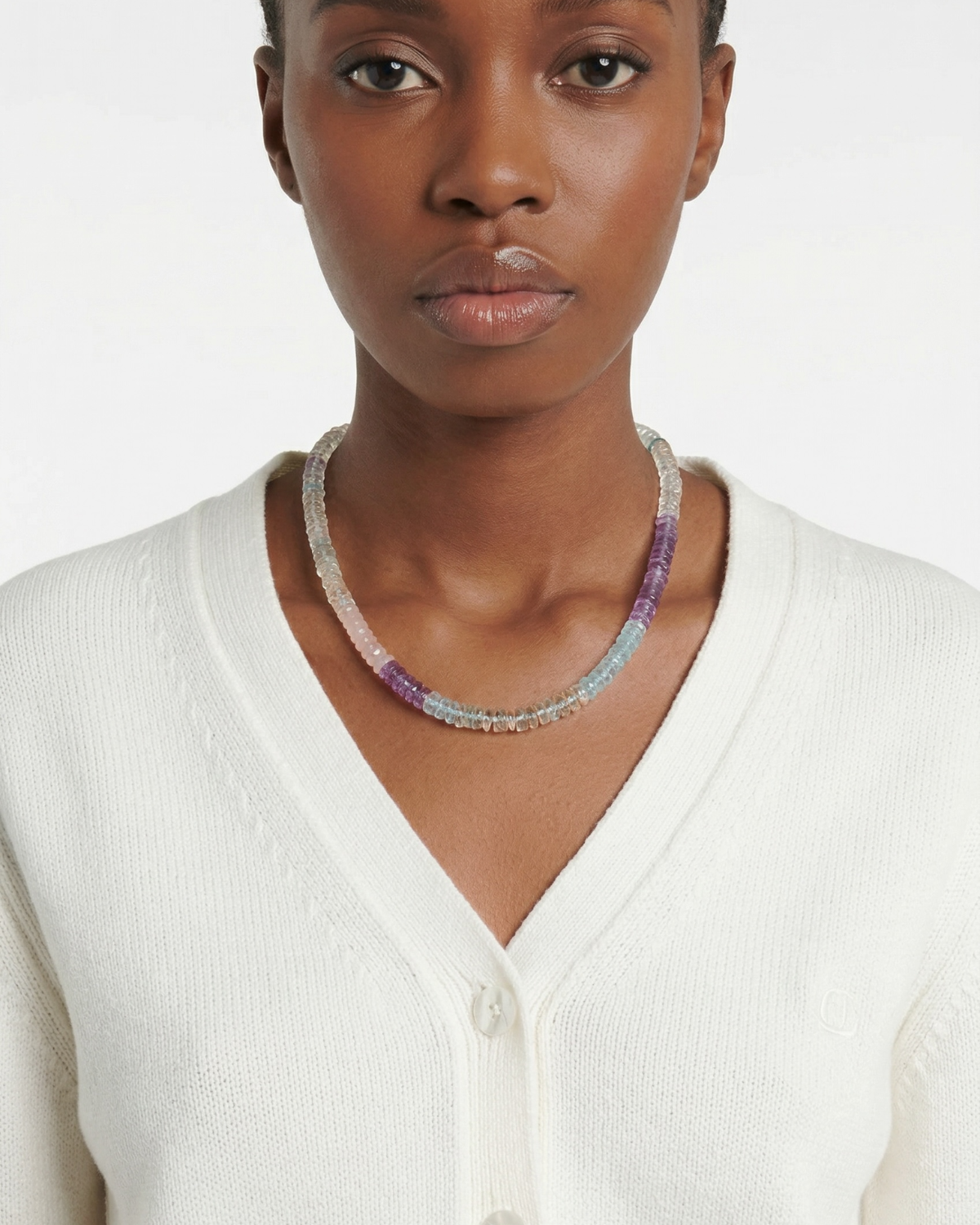 Faceted Gemstone Necklace - Clear Quartz, Amethyst, Topaz, Beryl, Rose Quartz