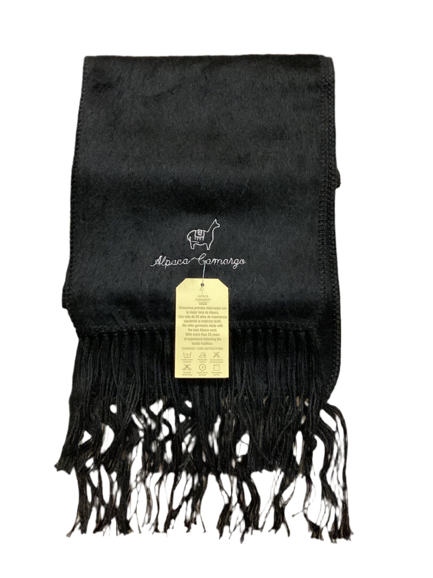 Scarf fringed “bumpy” alpaca