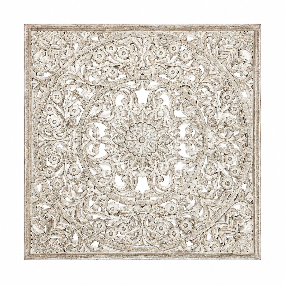 Mandala Hand Carved Wall Décor | Wooden Wall Art, 48 x 48"