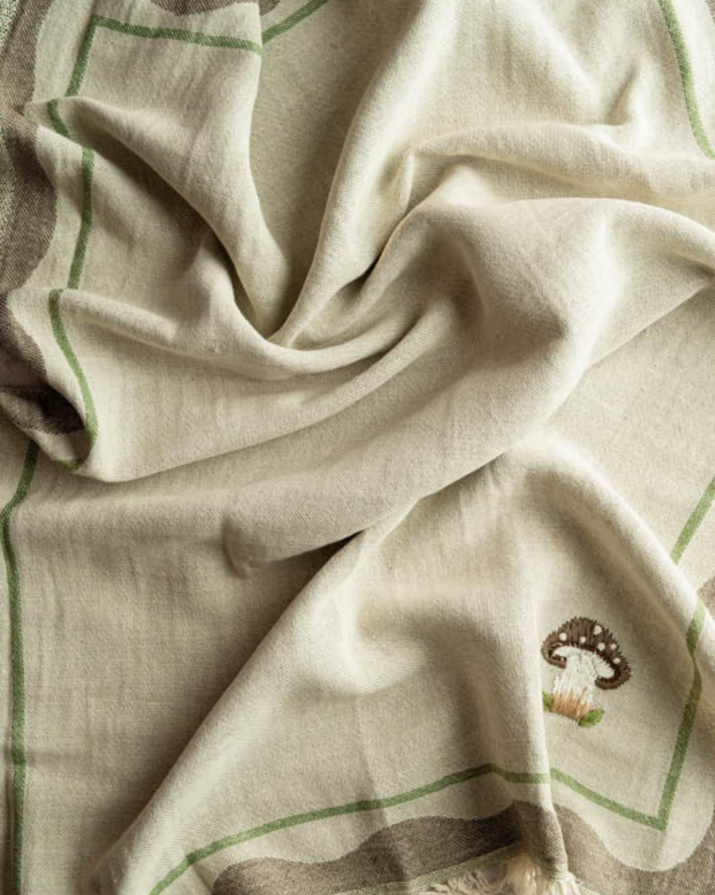 Mushroom Hand-Stitched Tea Towel Set
