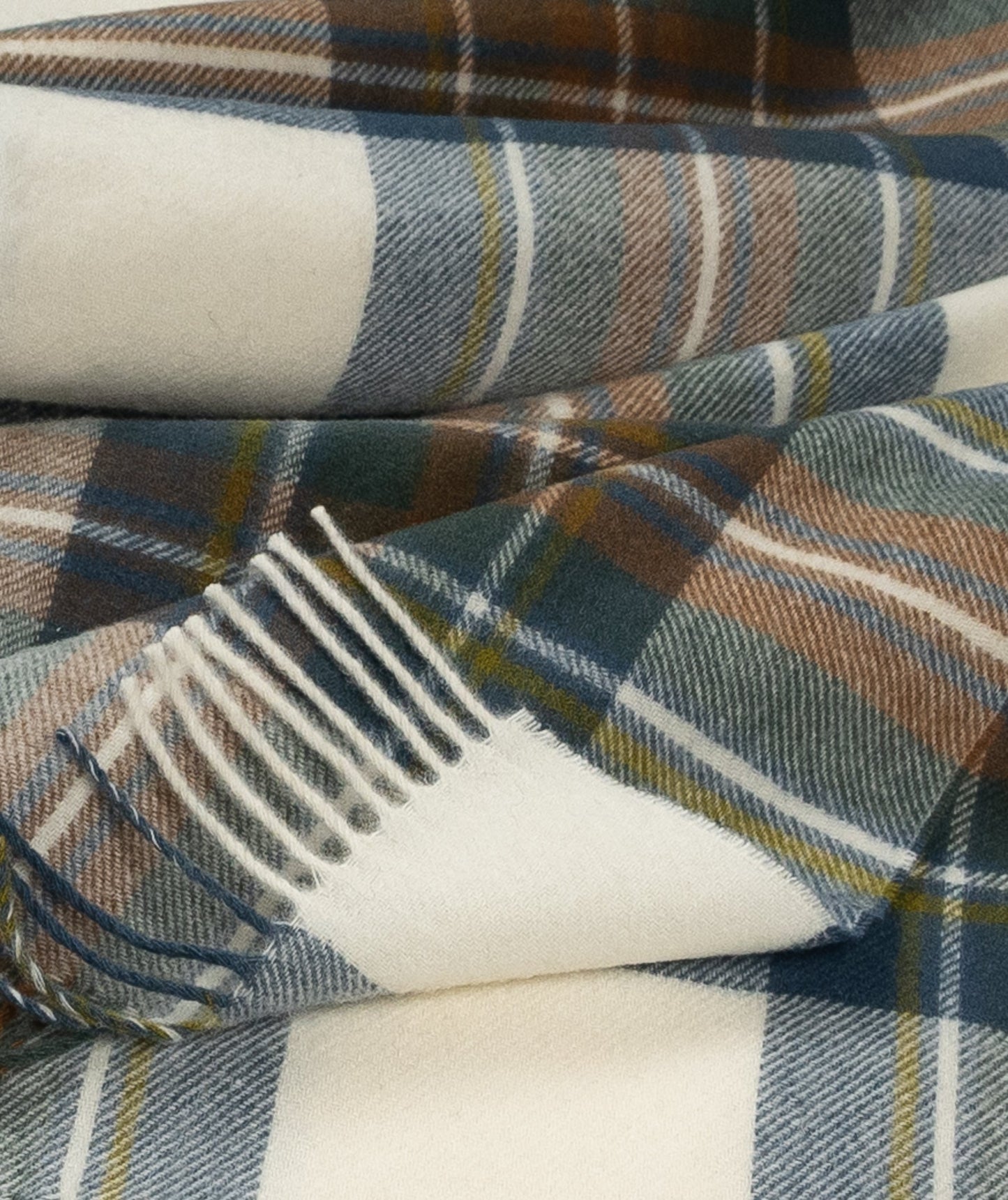 Highland Tartan Tweed Merino Wool Throw ~ Muted Blue Stewart ~ - Osadia Concept Store