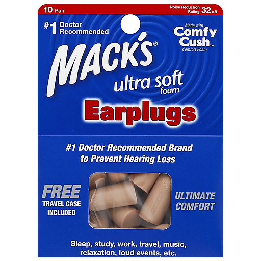 Mack's Ultra Soft Foam Earplugs - 20 Pair Bonus Pack, High Noise Reduction