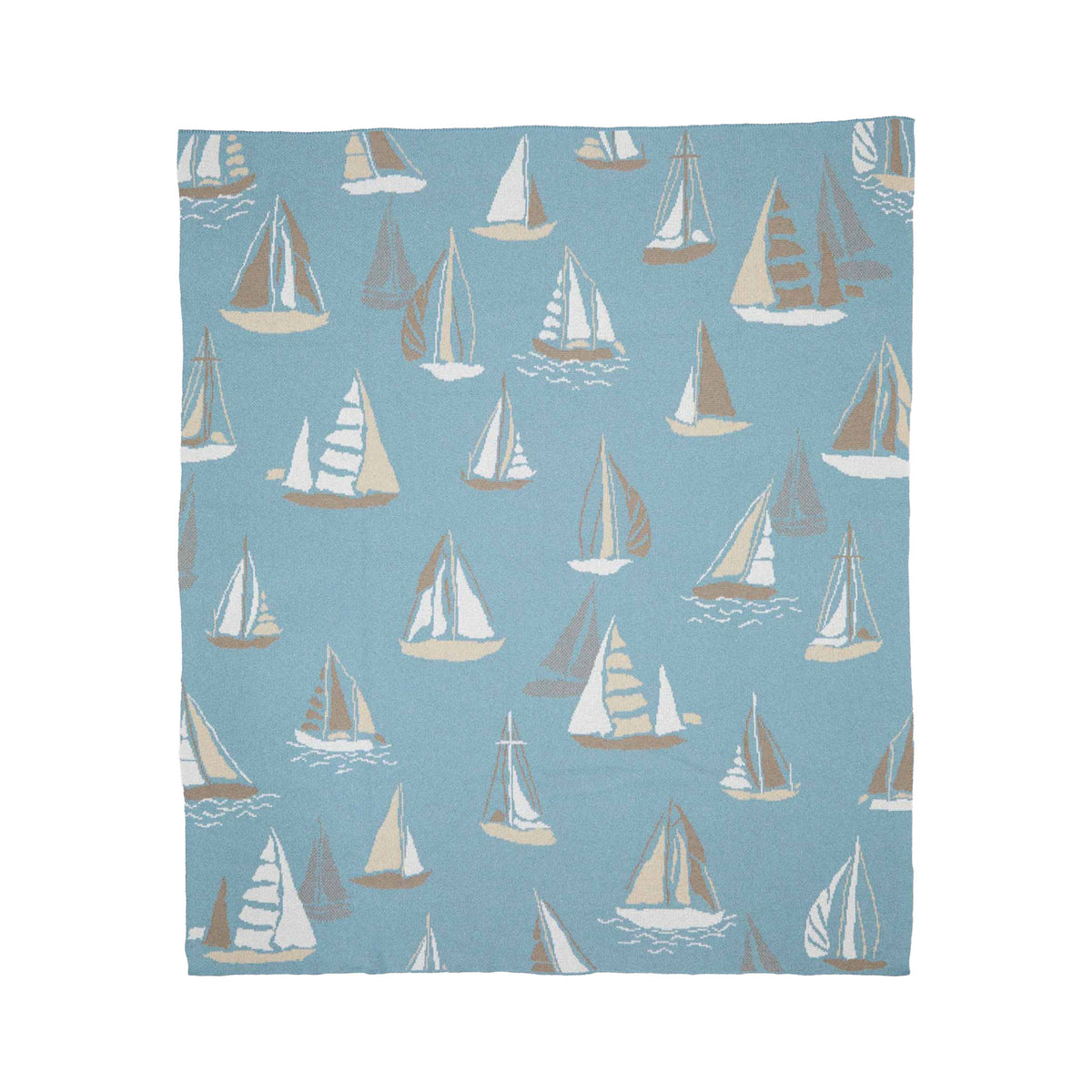 Sailboats - Cotton Sustainable Knit Throw Blanket