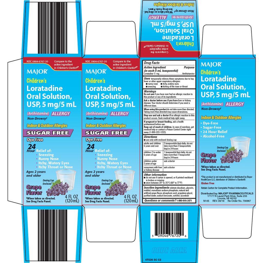 Major Children's Loratadine Oral Solution USP 5 Mg/5 mL (Antihistamin) Ikke-døsig Sukkerfri Fargefri Allergi Relief 120ml