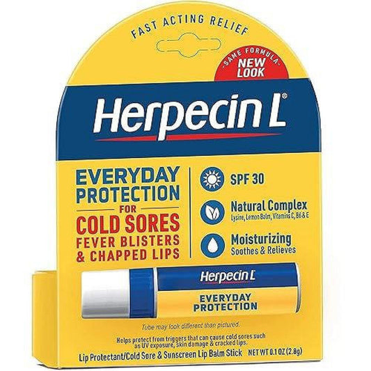 Herpecin L Cold Sore Lip Balm Stick, SPF 30, 0.1 Oz