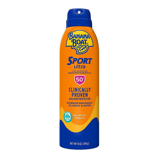 Banana Boat Sport Ultra Broad Spectrum Clear Sunscreen Spray, SPF 50+, 6 Oz