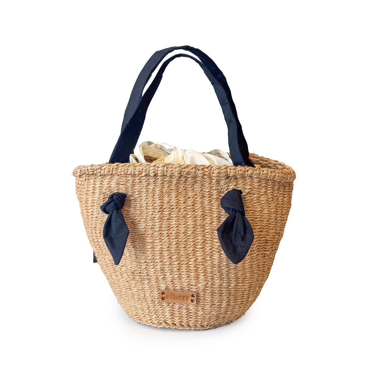 Others 2 in 1 Sisal Bag with Fabric Handles Beige
