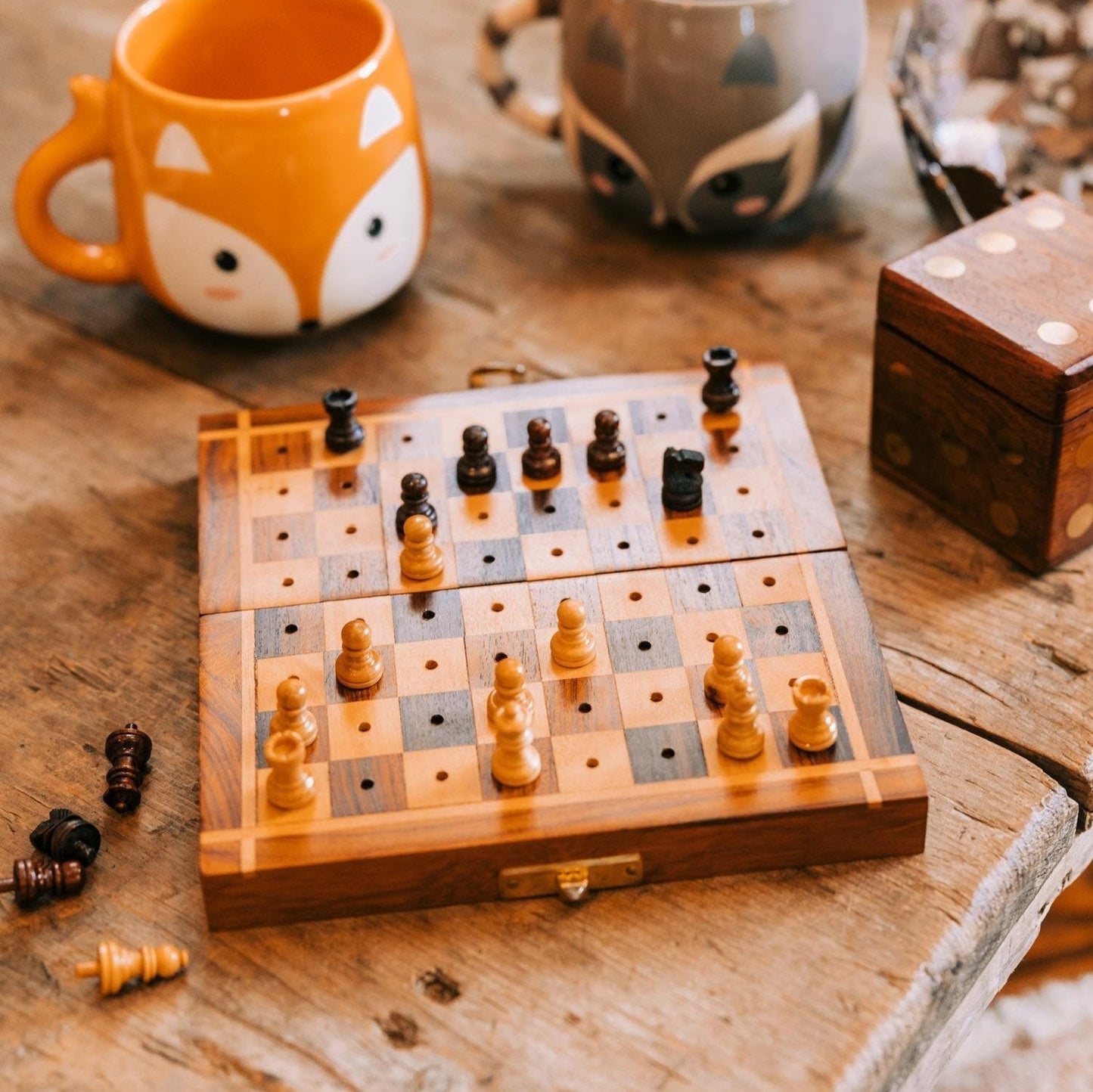 Sheesham Travel Chess Set