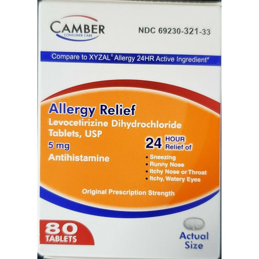 Camber Levocetirizine 5 Mg Tablets 80 Count -Expiration Date 05/24