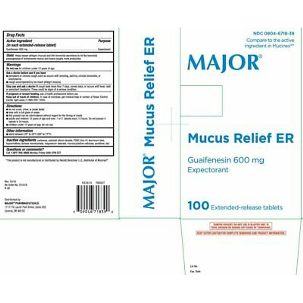 Major Pharmaceuticals Mucus Relief ER Guaifenesin 600 Mg Expectorant Tablets