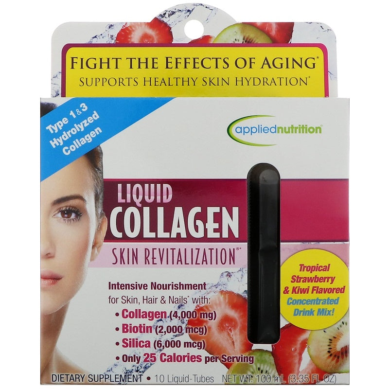 Applied Nutrition Liquid Collagen Skin Revitalization, Liquid-Tubes Strawberry & Kiwi