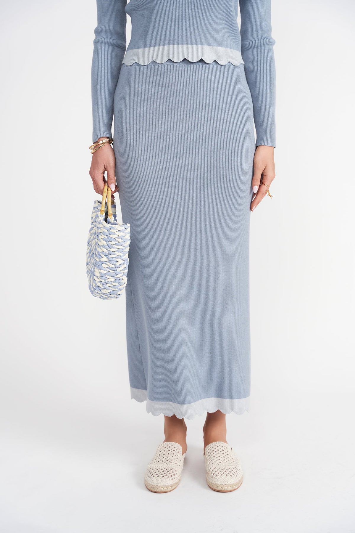 Scalloped Knit Skirt- Baby Blues